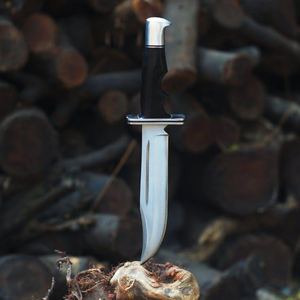 Cuchillo Bowie de Acero Inoxidable Hecho a Mano con Borde Parcialmente Dentado, Mango de Micarta y Funda de Cuero para Camping y Uso al Aire Libre 3 - Product Image 2