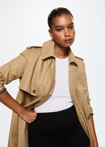 Gabardina de algodón de sarga con doble botonadura para mujer, gabardina ligera elegante de estilo clásico, longitud media, personalizada, venta al por mayor - Product Image 4