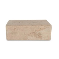 Boîte de rangement en pierre de travertin élégante, design minimaliste et durable, idéale pour organiser les accessoires dans une décoration intérieure moderne et élégante