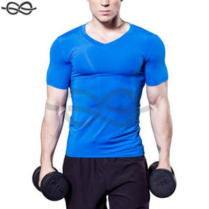 Camiseta Deportiva de Compresión para Hombre, Cuello en V, Manga Corta, Alto Rendimiento, para Fitness, Gimnasio, Running, Tejido Transpirable - Product Image 5