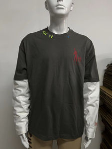 Nueva Camiseta de manga larga de doble capa con estampado de pantalla de lavado ácido de gran tamaño de algodón para hombre, camiseta de peso pesado de 300gsm - Product Image 5