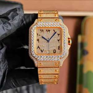 Montre mécanique de luxe de haute qualité, personnalisable, hip-hop, en acier inoxydable, cadran en verre, diamant moissanite blanc VVS, tourbillon, 45 mm - Product Image 1