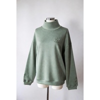 Sweat-shirt blanc à col montant et manches longues pour femme, avec logo minimaliste et imprimé graphique étoile, Trackstar OEM Private Label