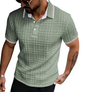 Camiseta de Hombre de Punto Jacquard Texturizado Sólido, Manga Corta, Estampado en Relieve, Poliéster/Nailon, Informal, para Verano y Golf - Product Image 1