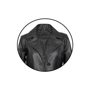 Manteau en cuir personnalisable, imperméable et respirant pour hommes, fermeture à boutons, poches, taille personnalisée, manches longues et élégantes. - Product Image 4
