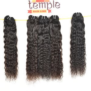 Fabrica vietnamita 100% máquina rizada de color natural doble trama cutícula alineada extensiones de cabello humano tejido de onda profunda - Product Image 2