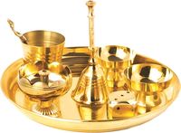 Ensembles de Pooja en laiton au design royal moderne, cloches décoratives en laiton faites à la main, finition dorée, cadeaux religieux indiens personnalisables