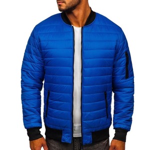 High Quality Wholesale Men's Winter Bomber Jacket Puffer Stand Collar Custom Logo Plus Size Canvas Fabric Coated High Street - Product Image 4