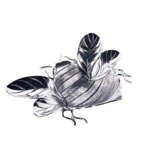 Tazón para Servir Ensaladas y Aperitivos, Moderno, Ecológico, de Aluminio Plateado, con Forma de Abeja, para Fiestas - Product Image 1