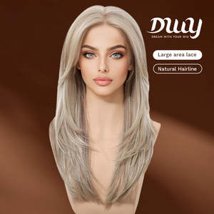 วิกผมสังเคราะห์สีบลอนด์ตรงแบบมีเลเยอร์  รุ่น Adeline- DWY 134  พร้อมเชือกผูกแบบโปร่งใส  สามารถปรับแต่งทรงได้ - Product Image 3