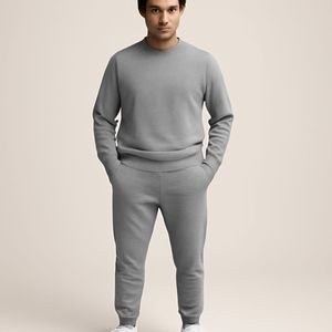 Vêtements de sport à col ras du cou deux pièces en polyester 100% avec logo personnalisé pour hommes, à capuche, vêtements d'automne, survêtement décontracté solide à impression 3D maigre - Product Image 1
