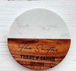 Top Quality <b>Round</b> Acacia Wood Coaster Set, Natural Finish Drink <b>Mats</b> with Holder for Hotels and Restaurants stone coasters - Product Image 6