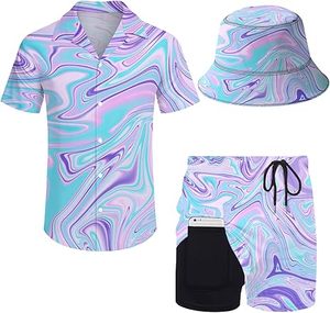Conjunto de Dos Piezas de Playa Hawaiano para Hombre, Estilo Nuevo, Personalizado, Tejido de Rayón, Estampado Floral, Camisa y Pantalones Cortos con Estampado Digital - Product Image 5