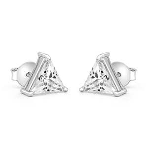 NOVAMART Fine Zarkan Trendy Gold-Plated <b>Silver</b> <b>Stud</b> <b>Earrings</b> with Single Zircon Pyramid Cute Geometric Rose Gold Diamond <b>Studs</b> f - Product Image 3