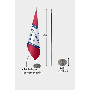 Drapeau d'intérieur officiel de l'Arkansas, 3x5 pieds, en polyester et coton, style fanion, avec impression numérique, mât en aluminium pour affichage - Product Image 5