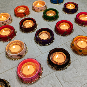 ที่ใส่เทียนทีไลท์สีสันสดใสตกแต่งงานปาร์ตี้กลางคืนทันสมัยของตกแต่งงานแต่งงานงานเทศกาลงานเทศกาลของตกแต่งแบบอินเดียชิ้นกลาง - Product Image 2