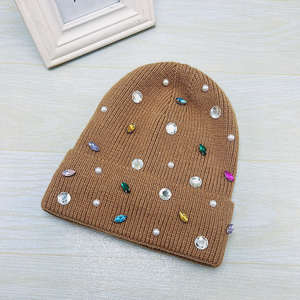 High Quality Custom <b>Winter</b> <b>Hats</b> <b>for</b> <b>Women</b> Knitted Beanies Cap Logo Wholesale Colorful Crystal Rhinestone Acrylic Beanie <b>Hats</b> - Product Image 2