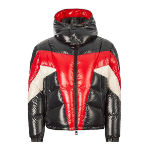 Veste matelassée épaisse et brillante pour hommes, coupe-vent détachable, couleurs d'épissure avec logo imprimé, vestes bouffantes à double curseur, vente en gros - Product Image 1