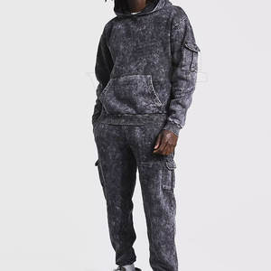 Nouveauté Ensemble de survêtements délavés à l'acide pour hommes haute qualité 2 pièces pantalons imprimés hiver vente en gros de nouveautés - Product Image 1