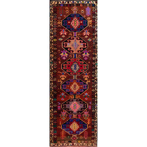 Nuray Hand Knotted Wool Rugs in <b>Red</b> & Orange Geometric Pattern Pae-3002 for Home Use - Product Image 1