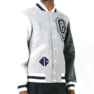 Veste d'hiver pour homme de style streetwear avec logo personnalisé, col montant, en laine/cuir de haute qualité, chauffante et écologique - Product Image 1