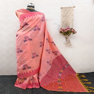 Sari en soie brute de qualité supérieure, tissé à la main, avec un travail de tissage Ikkat, au prix le plus bas, fournisseur de Surat, exportateur de mode féminine - Product Image 1