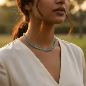 Collar de Cuentas de Aguamarina en Oro Rosa para Mujer, Joyería de Piedras Preciosas - Product Image 2