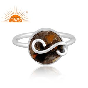 Vente chaude Fine Sterling Silver Natural Mojave Copper Oyster Turquoise Gemstone Bague empilable Fabricant de bijoux personnalisé - Product Image 4