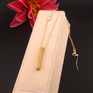 Bijoux de mode simple longue plaine métal ton or rectangle forme de barre pendentif collier plaqué or unisexe porter chaîne colliers - Product Image 5