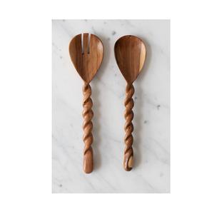 Ensemble de serveurs à salade en bois sculpté à la main, ustensiles de cuisine en bois, outils à salade au meilleur prix de gros - Product Image 3