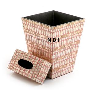 Caja Porta Pañuelos de Estilo Moderno, Forma Redondeada con Acabado de Incrustaciones de Hueso, para Bodas, Fiestas, Celebraciones y Uso en Servicios de Catering - Product Image 1