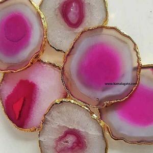 Posavasos de ágata verde galvanizado dorado hecho a mano, patrón curativo, piedra preciosa de cristal con adorno dorado, artesanías de piedra semipreciosa - Product Image 4