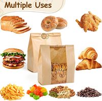 Sac en papier kraft à fond pointu pour la restauration, la pâtisserie et les aliments, sac à pain long, impression en stock pour le stockage de sushis et de bagels