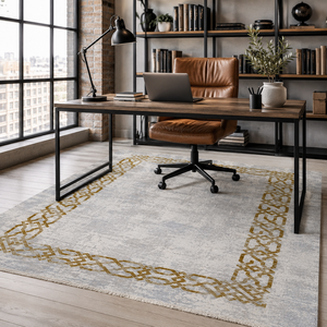 Netline Home Eastward Linework Silver Grey Modern Washable <b>Rug</b> - Product Image 5