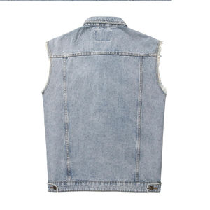 Nouveau gilet en jean respirant d'automne pour hommes avec logo personnalisé veste sans manches à la mode de haute qualité - Product Image 3