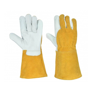 Soldadura cabra/cuero dividido resistente al calor mano protectora a prueba de chispas pesado Tig seguridad trabajo guantes con guantes de puño largo - Product Image 1