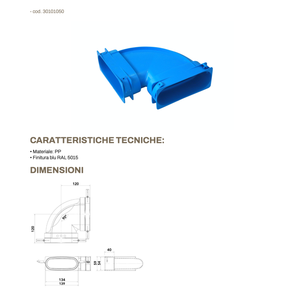Codo Ovalado Horizontal Tecnosystemi con Conexión para Sistemas HVAC, Piezas para Tuberías Corrugadas, Modelo 30101050 - Product Image 2