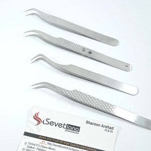 Pince à épiler d'extension de cils en acier inoxydable 100% finition satinée meilleure prise en main avec pointe en fibre pointue - Product Image 5