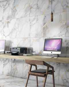 Carrelage en porcelaine luxueux EC 1030 aspect marbre veiné or 600x1200 MM finition dorée sculptée Fabriqué en Inde - Product Image 1