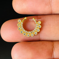 Cincin Hidung Septum Wanita Mewah Kristen Berlapis Emas Kuning/Rose 14K dengan Berlian Alami dan Hiasan Miligrain, Hadiah