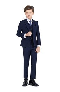 ชุดสูทเด็กผู้ชายงานแต่งงานแบบแฮนด์เมด ทรงเพนท์โค้ท ทรงเข้ารูป ชุดสูทลำลองสำหรับงานวันเกิด ชุดเบลเซอร์และกางเกงขายส่งแบบรับผลิตตามสั่ง จำนวนมาก - Product Image 3