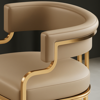 Chaise de salle à manger de luxe moderne et écologique en similicuir en forme de U, tabouret de bar en métal avec dossier et accoudoirs pour salle à manger et mobilier de maison