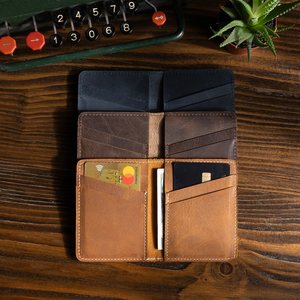Tarjetero de cuero genuino personalizado, ligero, de alta calidad, tarjetero para hombre, Cartera de bolsillo, Mini Smart Slim Crazy Horse de cuero - Product Image 1