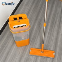 Ensemble serpillière et seau à pression couleur personnalisée, 5 couleurs disponibles, serpillière plate avec essorage intégré, manche en acier inoxydable, réutilisable, vente en gros, OEM, ODM