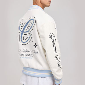 Veste universitaire blanche à motif brodé pour hommes Letterman College Baseball Bomber veste d'hiver Vente en gros sur mesure - Product Image 2