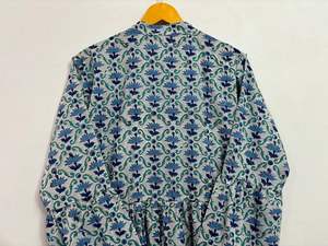 Vestido largo de algodón indooccidental de diseñador, vestido de fiesta de estilo bohemio Vintage para mujer, traje Vintage de estilo indio - Product Image 4