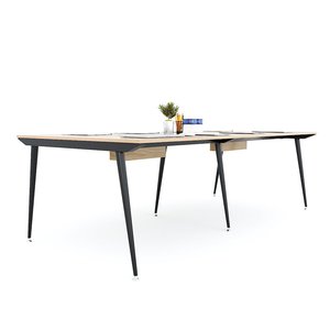 HBCO030 Conference <b>Table</b> Minimalist Design 240x120cm Plywood with Iron Adjustable Legs for <b>Office</b> Furniture Conference Room Use - Product Image 4
