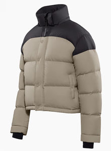 2025 Customizable Women's <b>Puffer</b> <b>Jacket</b> with Removable Hood Breathable Contrast Color Embroidered Patch - Product Image 3