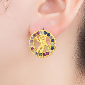 Pendientes de Aro de Cobre de <span class=keywords><strong>Dos</strong></span> Tonos con Circonitas Cúbicas de Colores, Diseño Nuevo, Estilo Occidental, Elegantes, <span class=keywords><strong>para</strong></span> Bodas, Joyería <span class=keywords><strong>para</strong></span> Mujer, Venta al por Mayor QIKU - Product Image 2