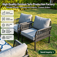 Modernes Outdoor-Gartensofa-Set mit Metallrahmen UV-Beständiges PE-Rattan Wasserdichte Kissen Rost- und Wasserfest Umweltfreundlich